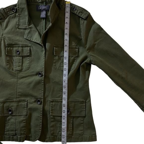 City Streets Olive Green Modern Lightweight Buttoned Utility Jacket Trendy Coat - Picture 7 of 10